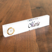 Maria, Nom, Logo, Plaque De Bureau Avec Horloge. (Taille)