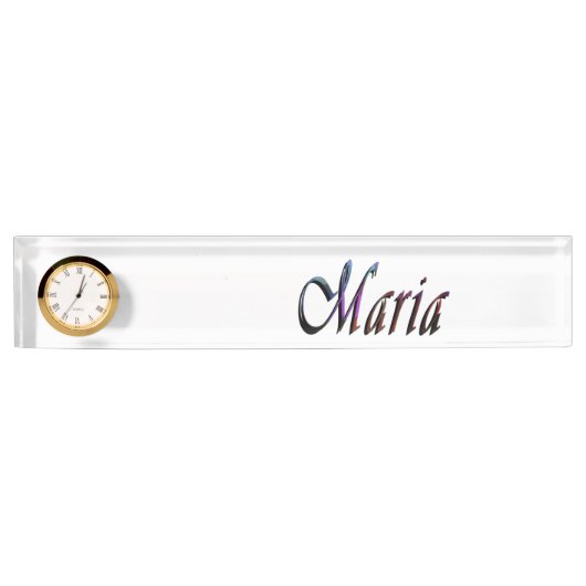 Maria, Nom, Logo, Plaque De Bureau Avec Horloge. (Devant)