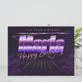 Maria Nom Prénom lila retro Carte Anniversaire (Debout devant)