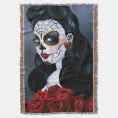 Maria Sugar Skull Red Roses Deken (Voorkant Verticaal)
