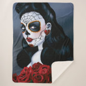 Maria Sugar Skull Red Roses Sherpa Deken (Voorkant)