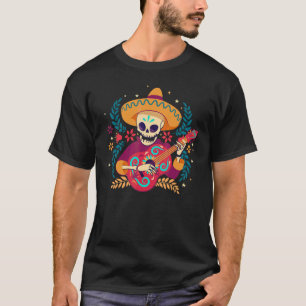 Mariachi Dag van het dode skelet Cinco de Mayo Mex T-shirt