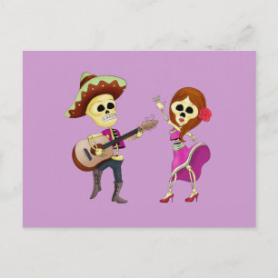 Mariachi Dancing Couple Day of the Dead Briefkaart