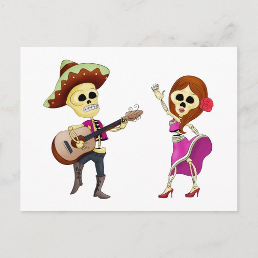 Mariachi Dansdag van het dode paar Briefkaart (Voorkant)