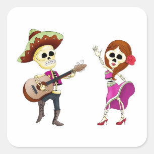 Mariachi Dansdag van het dode paar Vierkante Sticker