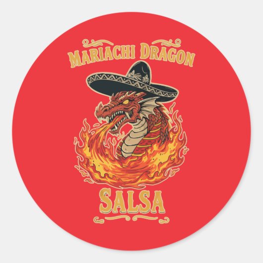 Mariachi Dragon Salsa Ronde Sticker (Voorkant)