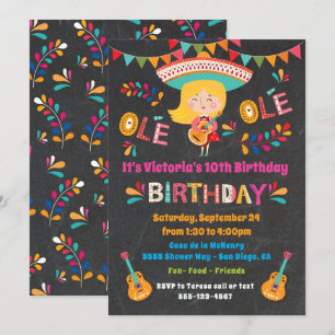 Mariachi Girl Mexiccian Fiesta Birthday Party Kaart