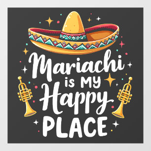 Mariachi is mijn Happy Place Mexico muzieksaxofoon Raamsticker