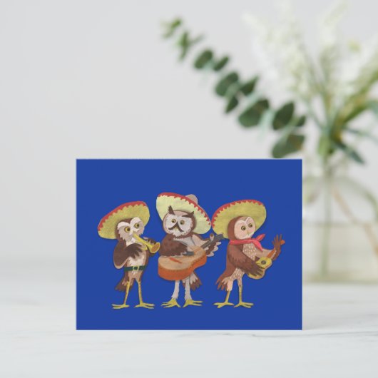 Mariachi Owl band Briefkaart (Staand voorkant)