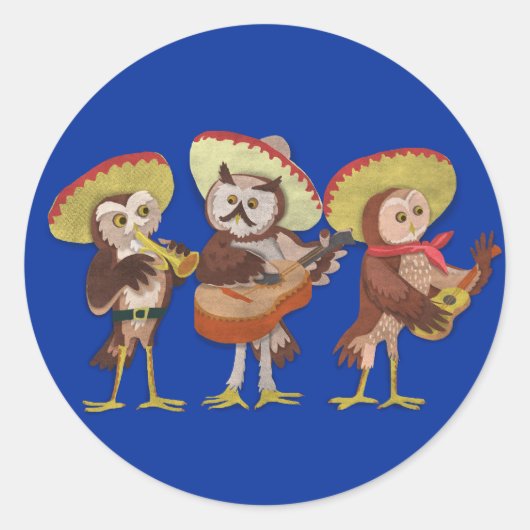 Mariachi Owl band Ronde Sticker (Voorkant)