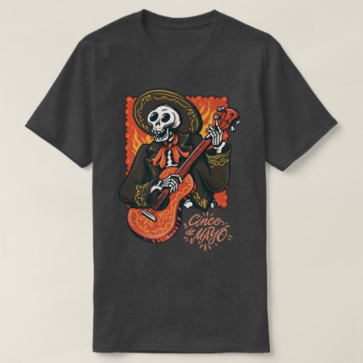 Mariachi skeleton Cinco de Mayo apparel de taco l T-shirt (Design voorkant)