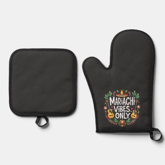 Mariachi vibes enige Mexico saxofoon muziekliefheb Ovenwant & Pannenlap Set (Voorkant)