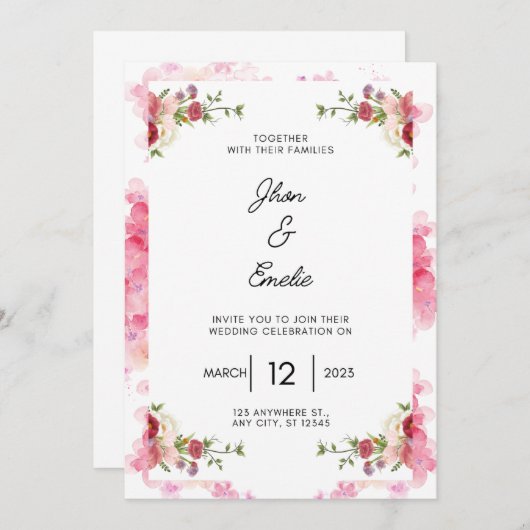 MARIAGE 2023 INVITATION (Devant / Derrière)