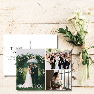 Mariage 3 Photo Collage Merci Carte postale