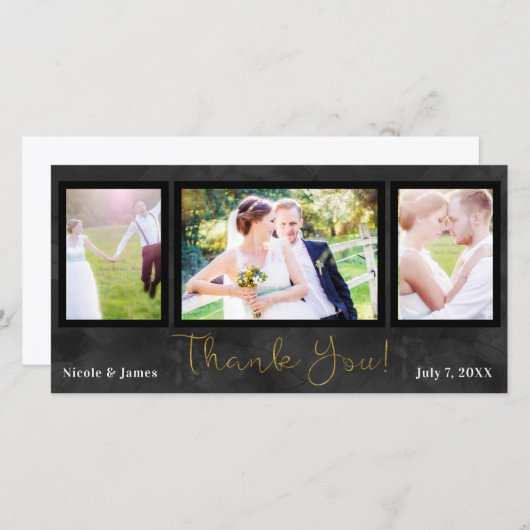 Mariage 3 Photo Image Merci Noir Or (Devant / Derrière)