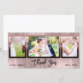 Mariage 3 Photo Rose Gold Shine Merci (Devant / Derrière)