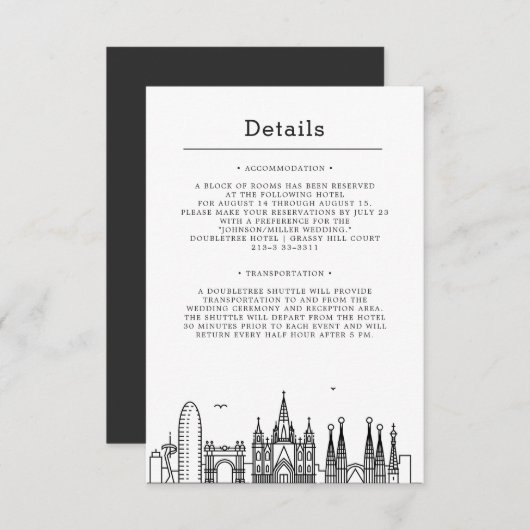 Mariage à Barcelone | Invitation Détails (Devant / Derrière)