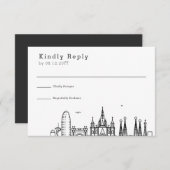 Mariage à Barcelone | Stylisé Skyline RSVP (Devant / Derrière)