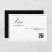 mariage à cadre noir simple code QR carte RSVP (Devant / Derrière)