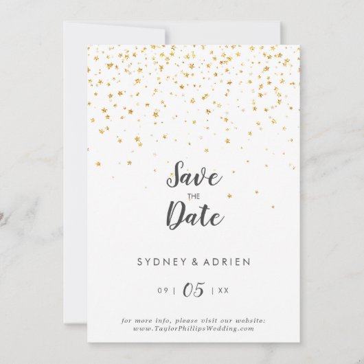 Mariage à confettis dorés, Save The Date (Devant)