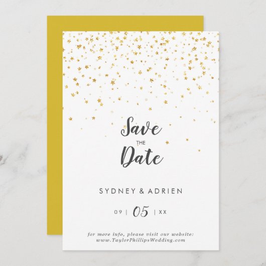 Mariage à confettis dorés, Save The Date (Devant / Derrière)