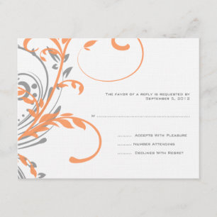 Mariage à deux fleurs orange et gris RSVP