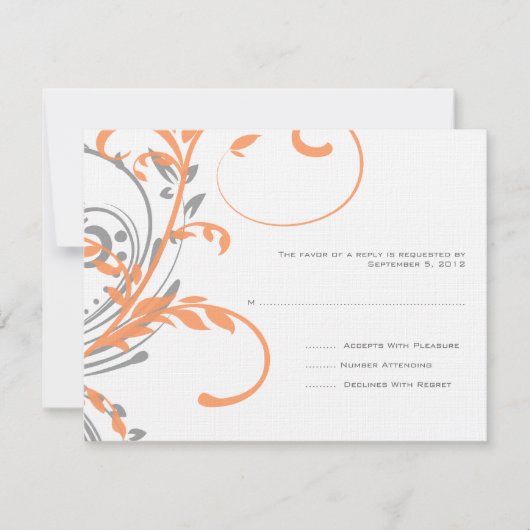 Mariage à deux fleurs orange et gris RSVP (Devant)
