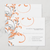 Mariage à deux fleurs orange et gris RSVP (Devant / Derrière)