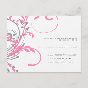 Mariage à deux fleurs rose et gris RSVP