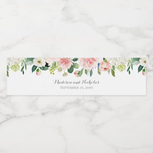 Mariage à eau rose et blanc Étiquettes (Étiquettes simples)