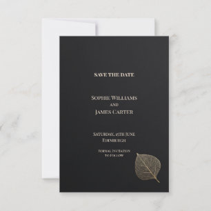Mariage à feuille d'or noir, carte de sauvegarde d