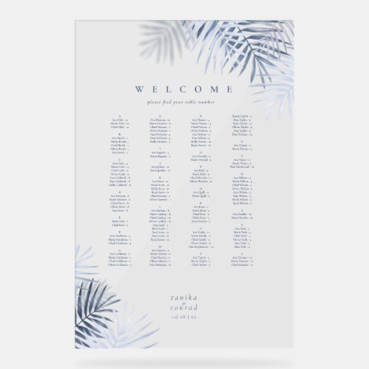 Mariage à feuilles de palme luxuriantes, siège ble (Recto)