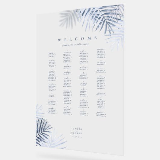 Mariage à feuilles de palme luxuriantes, siège ble (Angle)