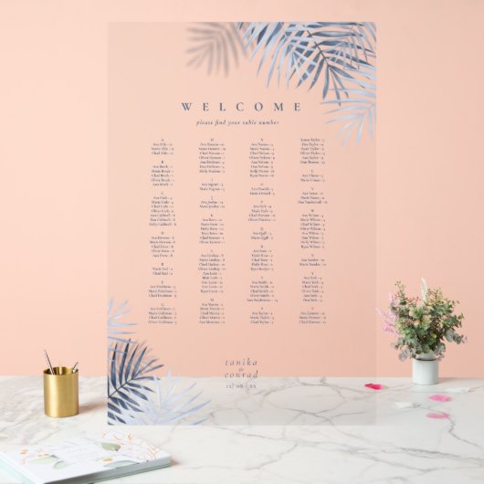 Mariage à feuilles de palme luxuriantes, siège ble (Mariage)