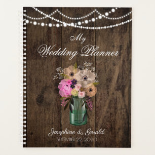 Mariage à fleurs de bois de Mason Jar