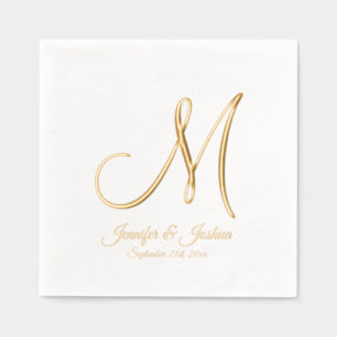 Mariage à huile d'or Monogramme Napkins