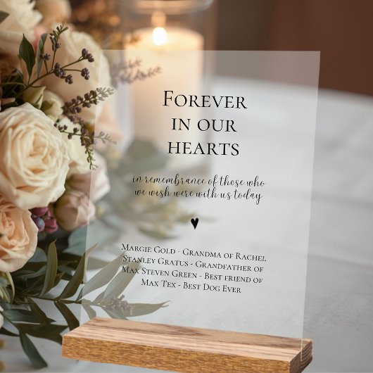 Mariage À jamais dans nos cœurs Mémorial