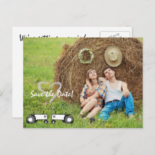 Mariage à la ferme Enregistrer la date Carte posta (Devant / Derrière)