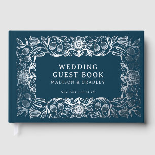 Mariage à la feuille d'argent florale bleue vintag