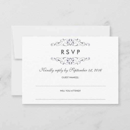 Mariage à la floraison violette antique RSVP (Devant)