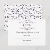 Mariage à la floraison violette antique RSVP (Devant / Derrière)