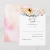 Mariage à la florale rose et blanche Peach RSVP (Devant / Derrière)