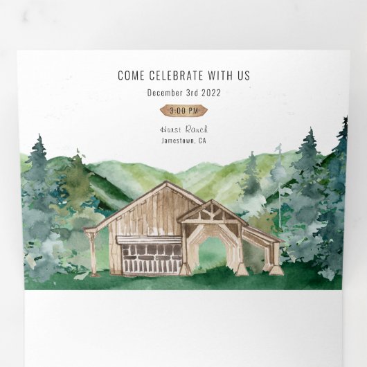 Mariage à la grange Rustic Woods | Invitation trip (Intérieur en premier)