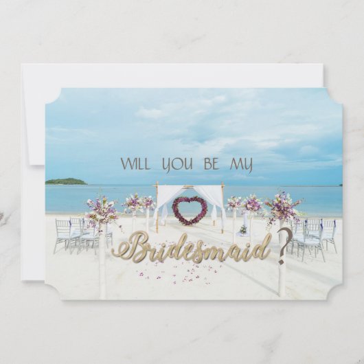 Mariage à la Plage, Arbre Fleurs Carte de Demoise (Devant)