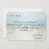 Mariage à la Plage, Arbre Fleurs Carte de Demoise (Dos)