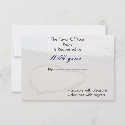 mariage à la plage RSVP standard 3,5 x 5 (Dos)