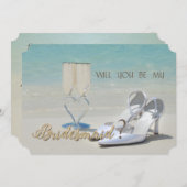 Mariage à la Plage,Verre,Talon Haut  Carte de Demo (Devant / Derrière)