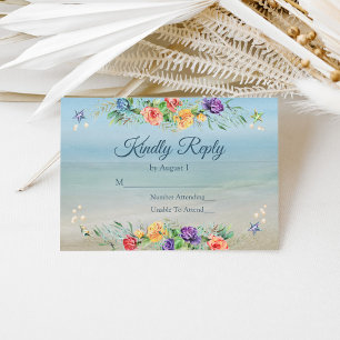 Mariage à l'aquarelle florale de plage RSVP