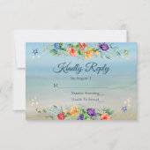Mariage à l'aquarelle florale de plage RSVP (Devant)
