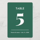 Mariage à l'esperluette émeraude | Numéro de table (Devant)
